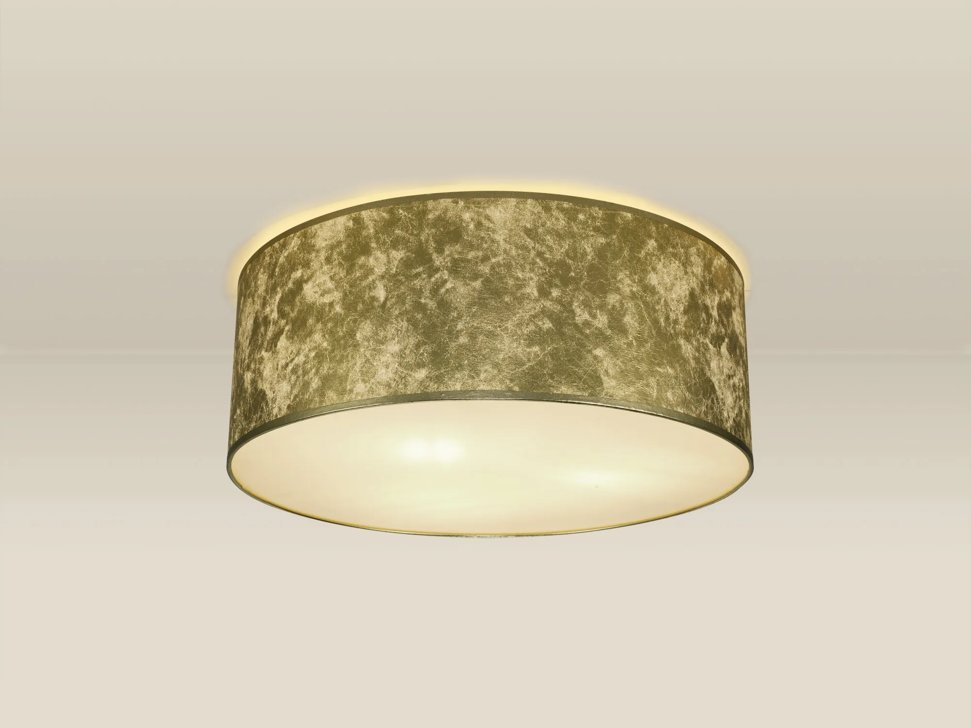 Baymont 60cm Flush 3 Light Gold Leaf, Frosted Diffuser DK0629  Deco Baymont WH GL